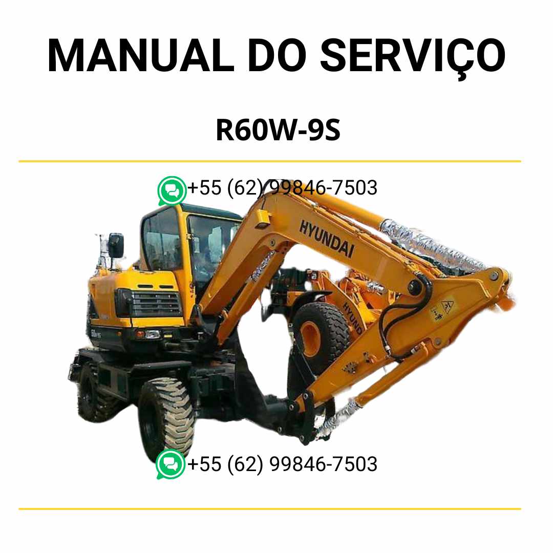 Manual de serviço Hyundai R60W-9S excavador de rodas em PDF com instruções detalhadas de reparo e diagramas técnicos completos