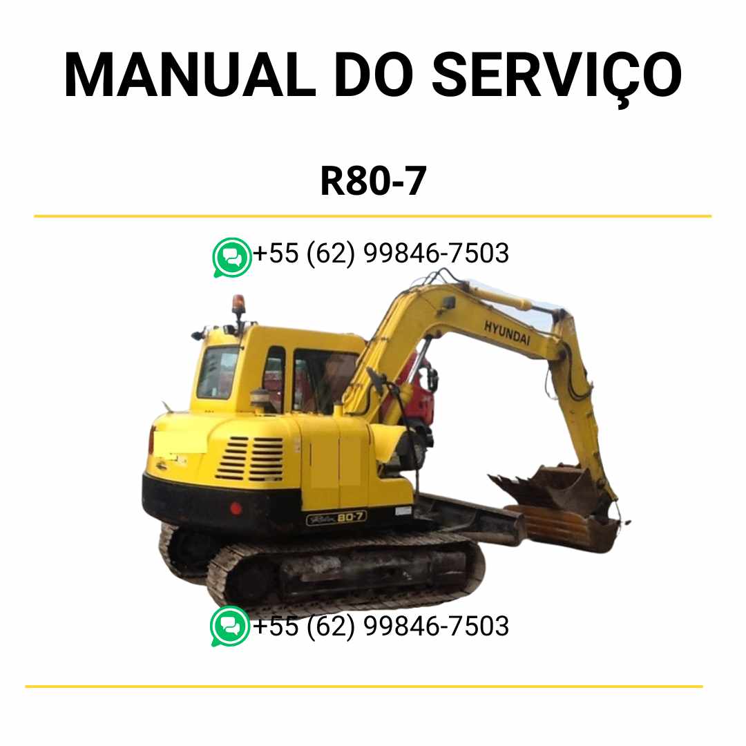 Manual de serviço Hyundai R80-7 escavador hidráulico em PDF com ilustrações técnicas e instruções detalhadas de manutenção