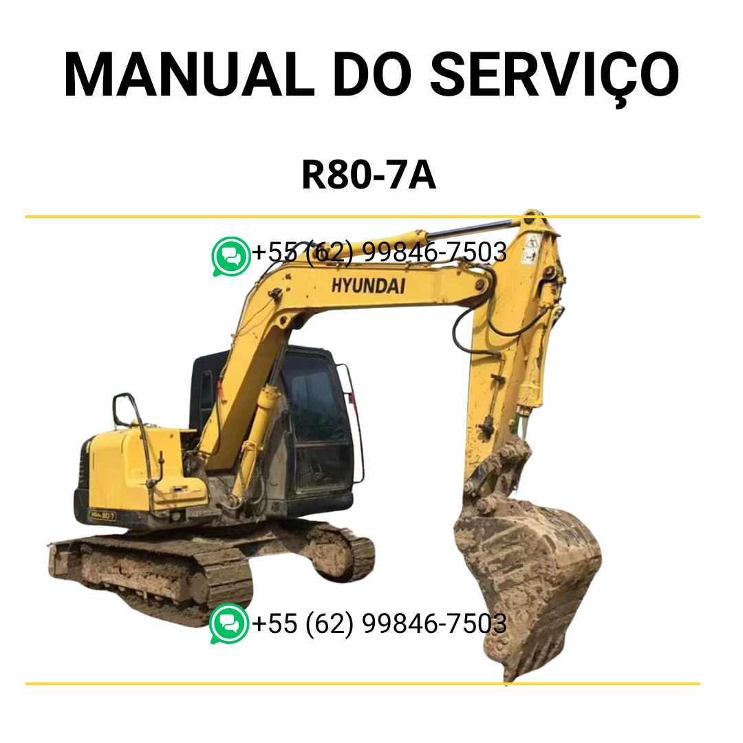 Manual de serviço Hyundai R80-7A escavador hidráulico em PDF com instruções técnicas detalhadas e orientações de reparo completo