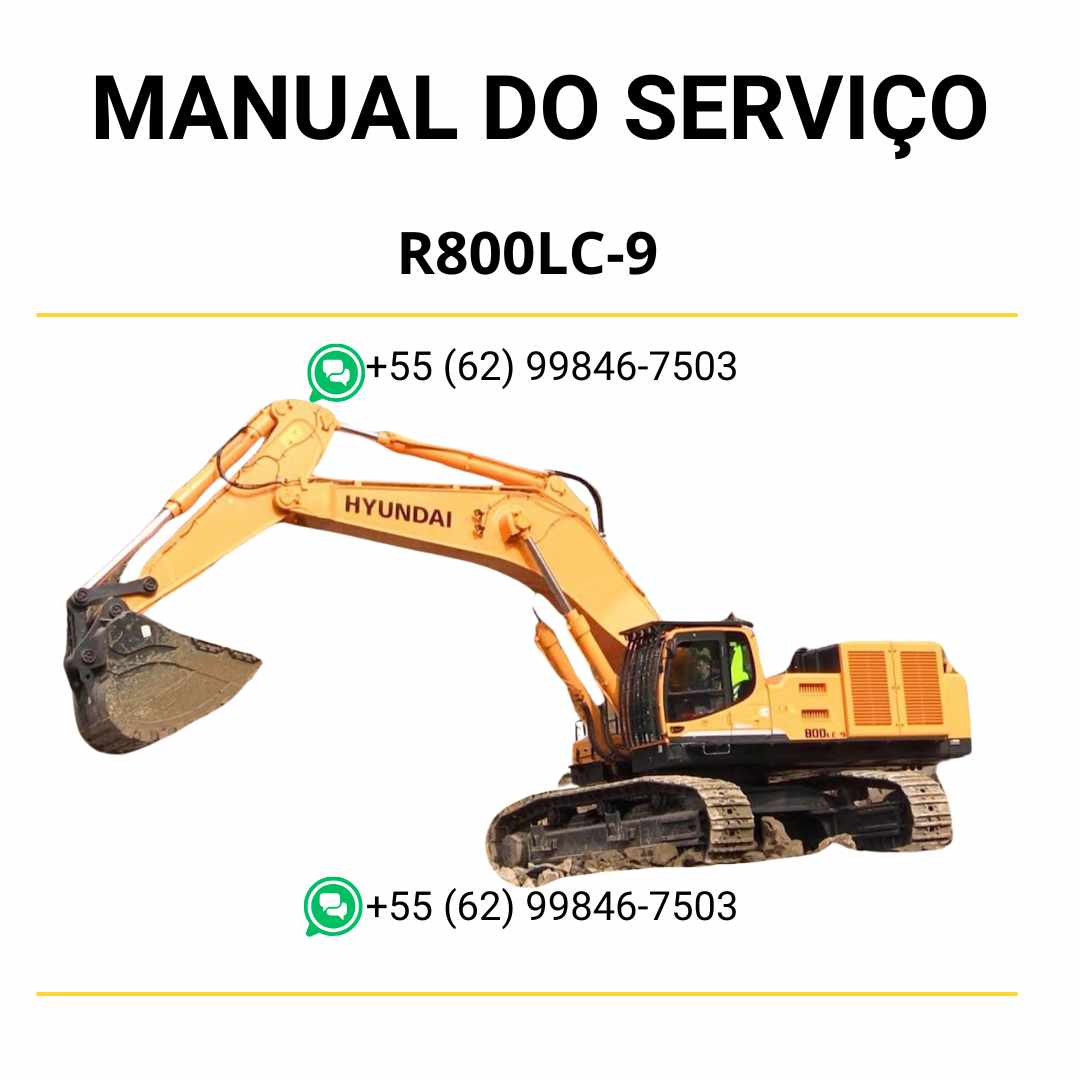 Manual de serviço Hyundai R800LC-9 escavador hidráulico em PDF com orientações detalhadas de manutenção e ilustrações técnicas