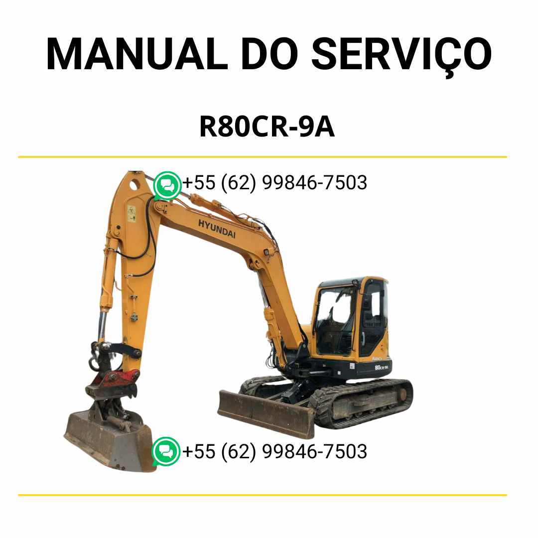 Manual de serviço Hyundai R80CR-9A escavador hidráulico em PDF com orientações de manutenção, diagramas técnicos e guia detalhado de reparo