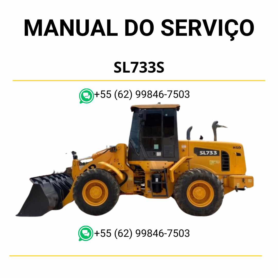 Manual de serviço Hyundai SL733S pá carregadeira em PDF com ilustrações técnicas, instruções detalhadas e guia completo de manutenção
