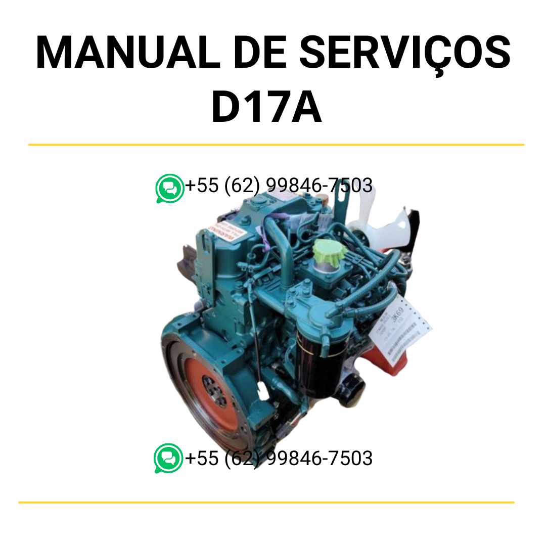 Manual de serviço do motor Volvo D1.7A em PDF, com instruções completas de manutenção, ajustes e reparos mecânicos detalhados.