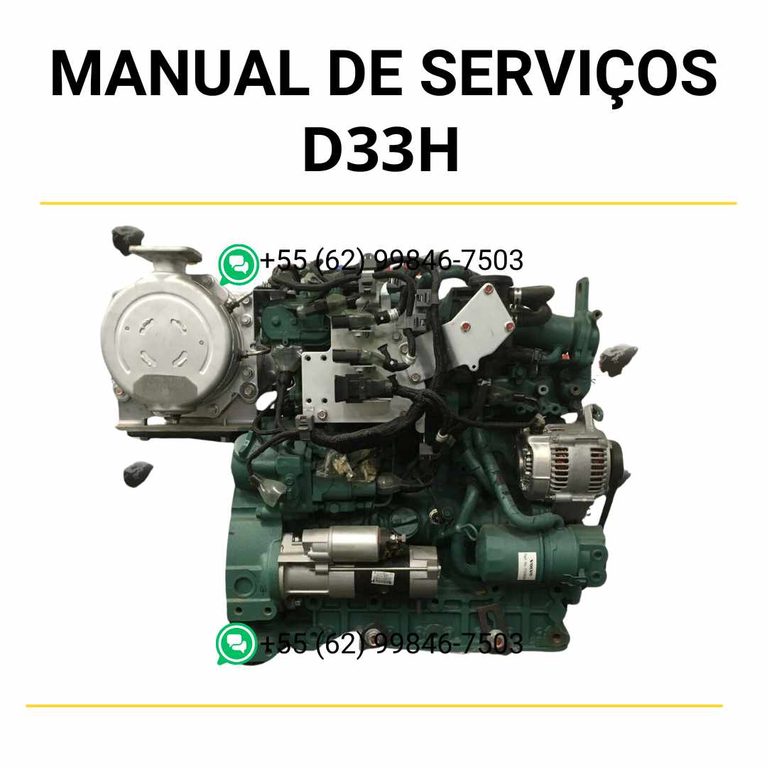 Manual de serviço de oficina do motor Volvo D3.3H em PDF, com instruções detalhadas de manutenção, ajustes e reparos mecânicos completos.
