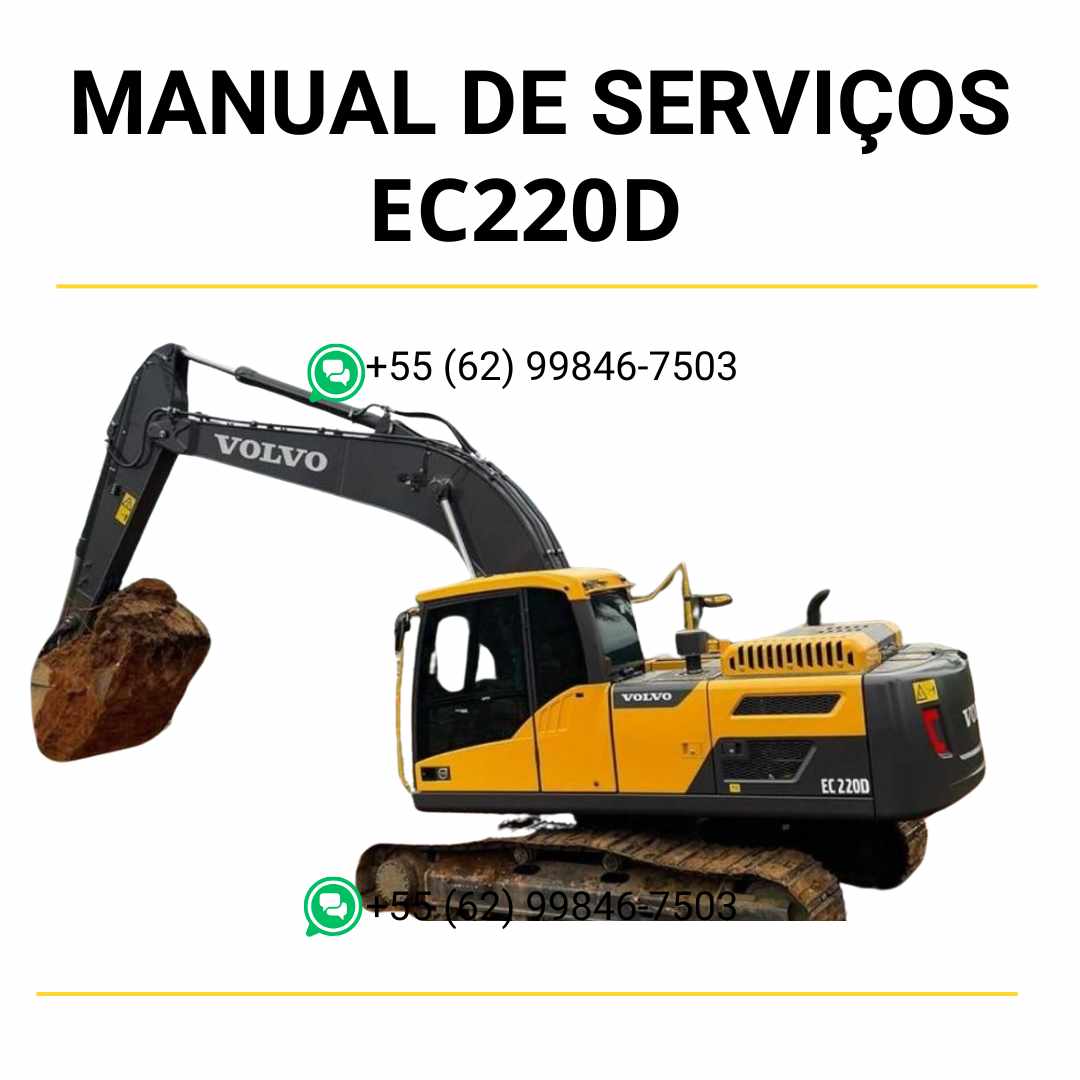 Manual de serviço de oficina Volvo EC220D escavadeira em PDF com instruções detalhadas de manutenção e guia completo para mecânicos