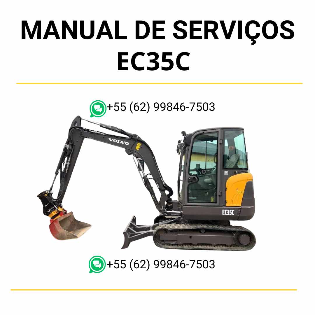 Manual de serviço de oficina Volvo EC35C mini escavadeira em PDF com instruções técnicas detalhadas, ilustrações práticas e guia completo de manutenção