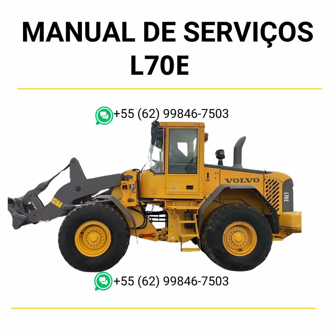 Manual de serviço Volvo L70E pá carregadeira em PDF com instruções completas de oficina, manutenção e procedimentos técnicos detalhados.