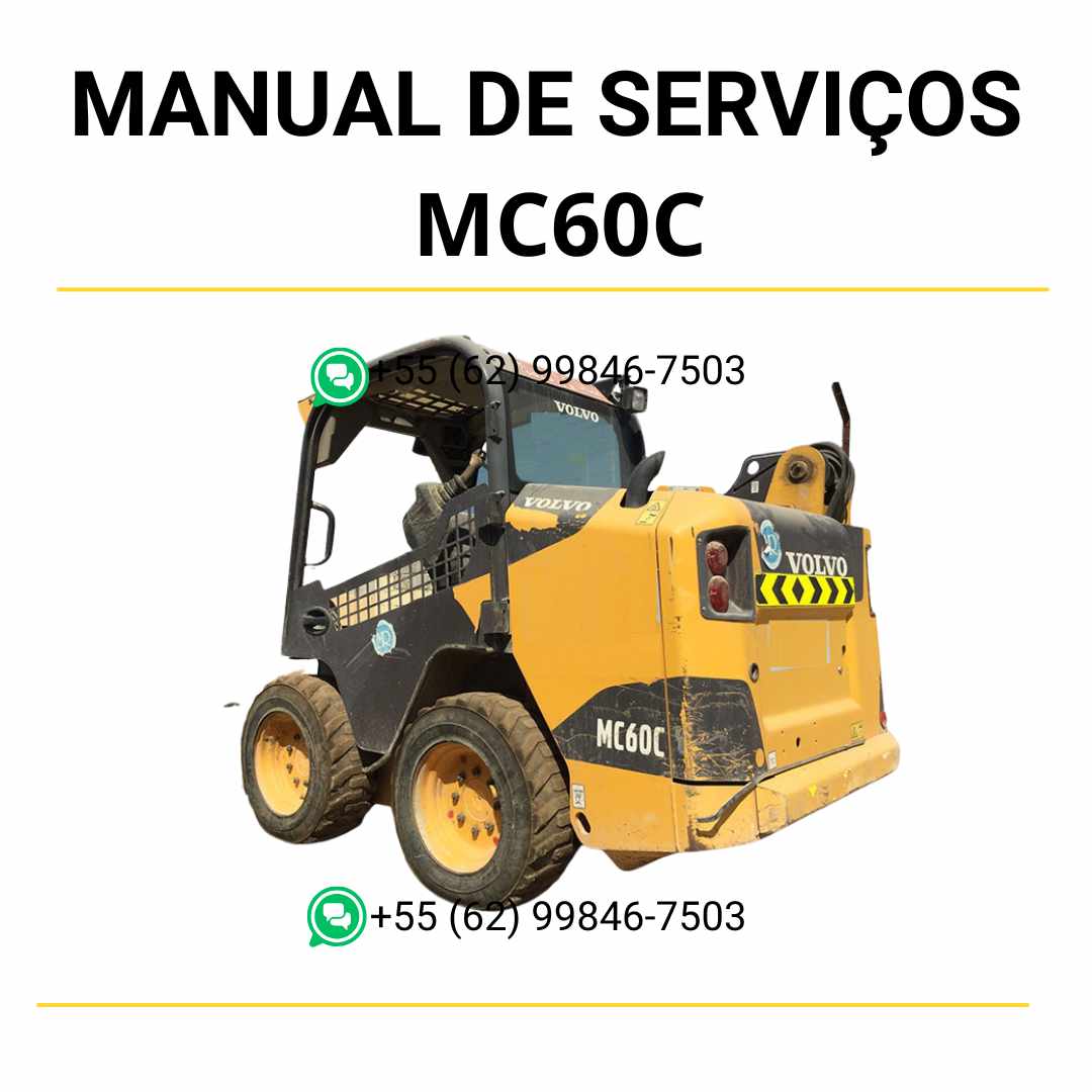 Manual de serviço de oficina Volvo MC60C mini carregadeira em PDF com instruções detalhadas de manutenção, guia técnico completo e orientações práticas de reparo
