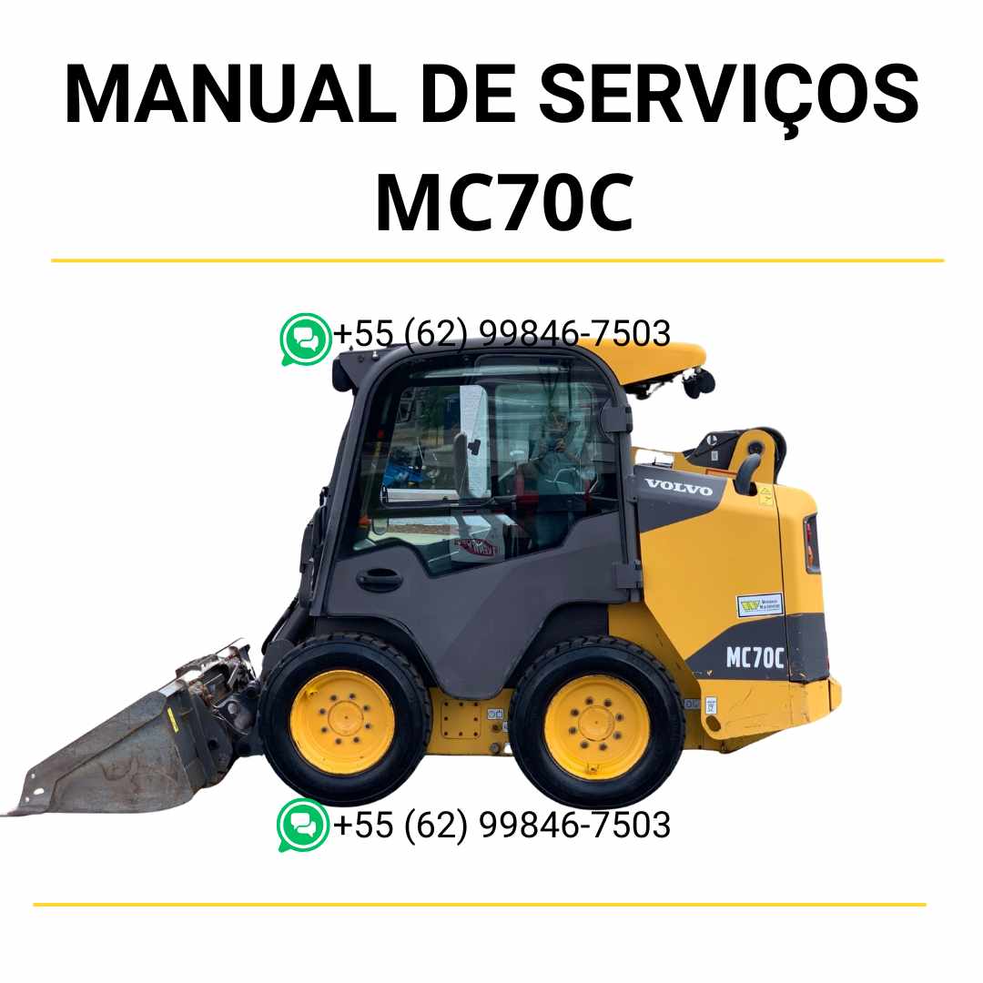 Manual de serviço de oficina Volvo MC70C mini carregadeira em PDF com guia técnico completo, instruções detalhadas e procedimentos de manutenção