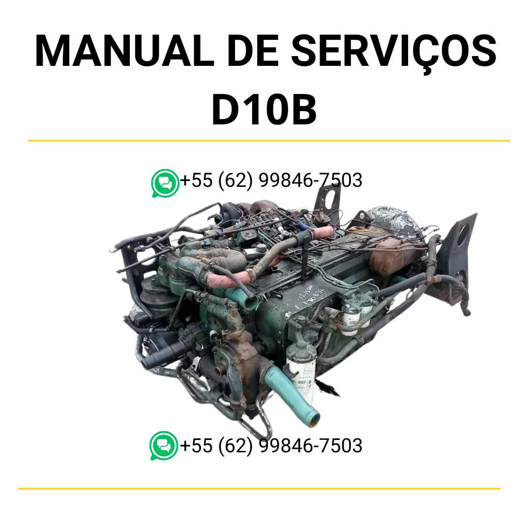 Manual de serviço de oficina do motor Volvo D10B em PDF, com instruções técnicas completas para manutenção e reparos em máquinas Volvo