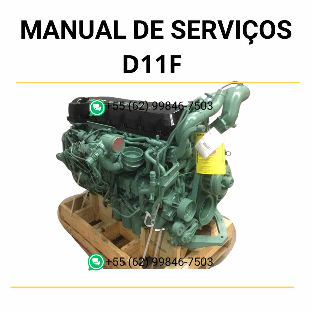 Manual de serviço de oficina do motor Volvo D11F em PDF, com instruções técnicas detalhadas para manutenção e reparos em máquinas Volvo