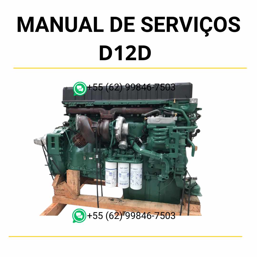 Manual de serviço de oficina do motor Volvo D12D em PDF, com informações técnicas completas para manutenção, ajustes e reparos em máquinas Volvo