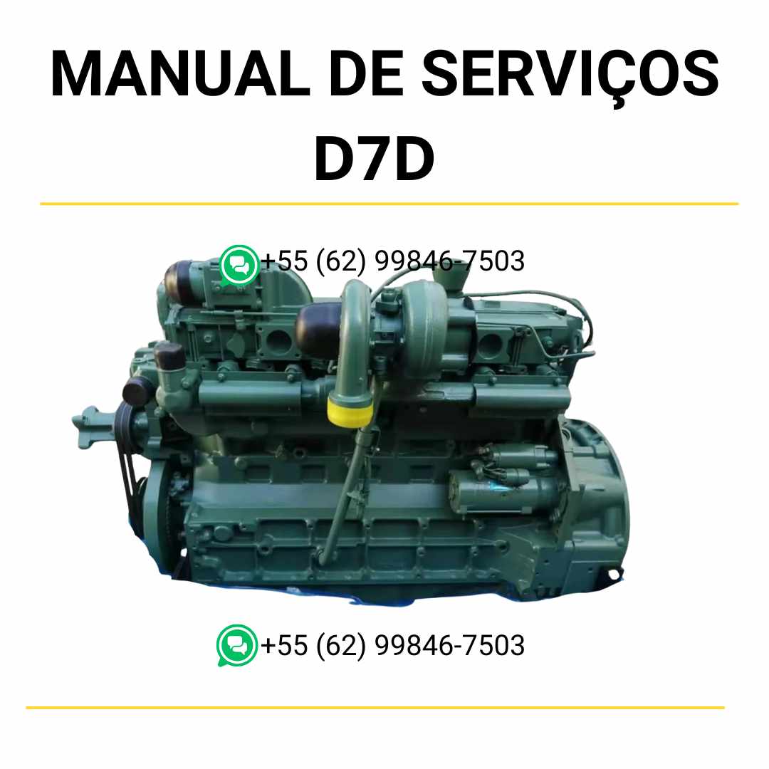 Manual de serviço de oficina do motor Volvo D7D em PDF, com orientações técnicas detalhadas para manutenção, diagnósticos e reparos em máquinas Volvo