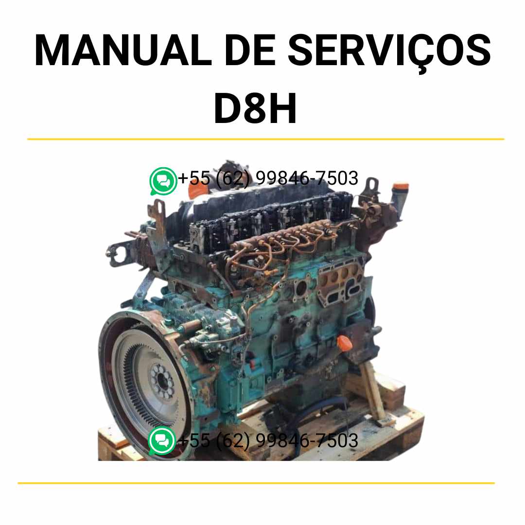 Manual de serviço de oficina do motor Volvo D8H em PDF, com informações completas para manutenção, ajustes técnicos e reparos de máquinas Volvo