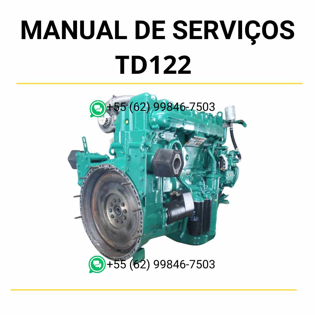Manual de serviço de oficina do motor Volvo TD122 em PDF, com instruções técnicas detalhadas para manutenção, reparos e diagnósticos em máquinas Volvo