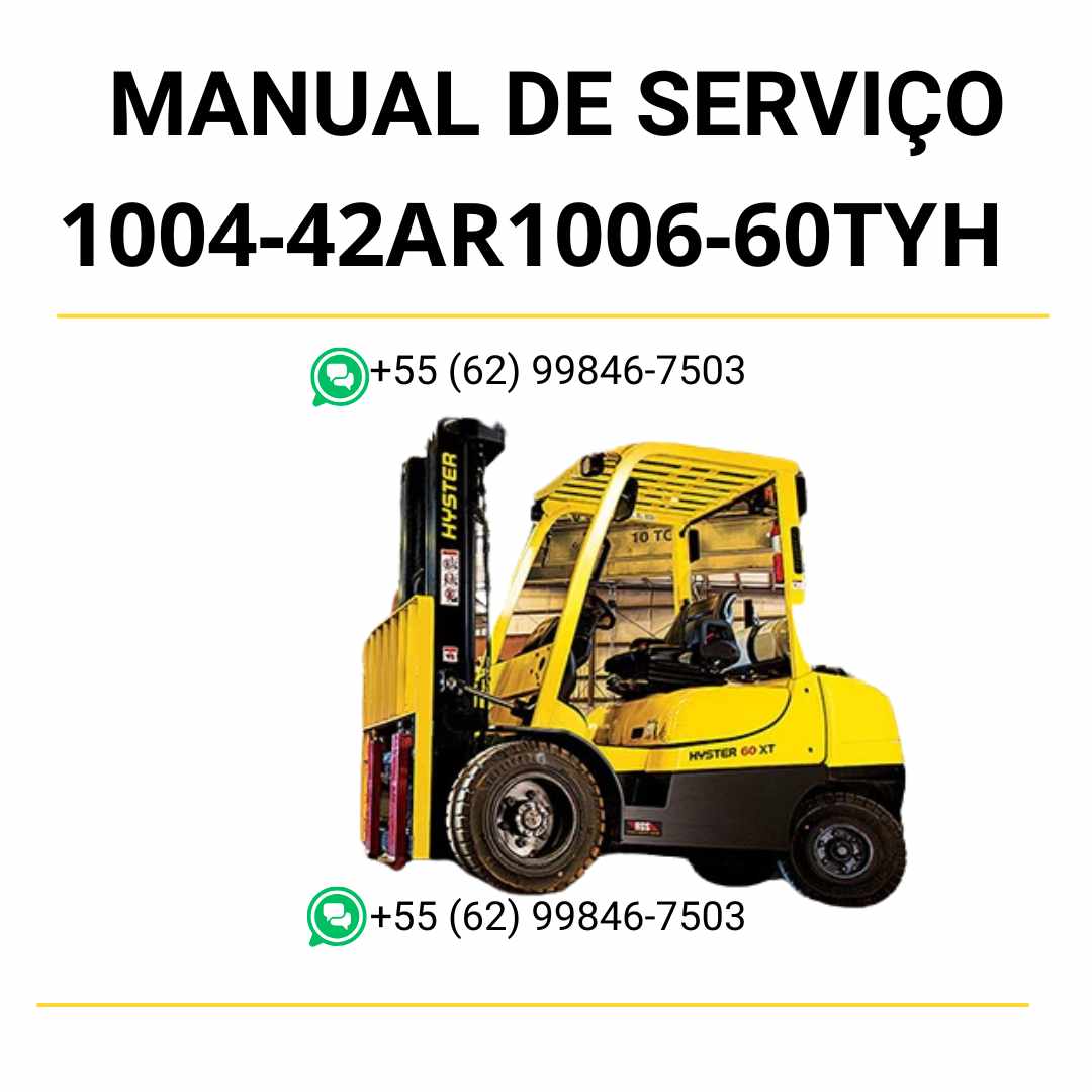 Manual de manutenção e reparo Hyster motores 1004-42(AR) e 1006-60T(YH) em PDF, com instruções técnicas detalhadas e diagramas do sistema diesel.