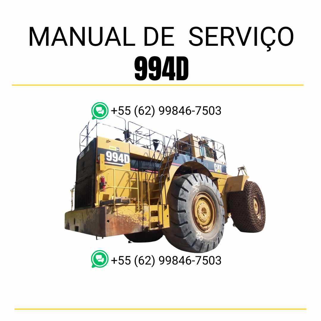 Manual de serviço Caterpillar 994D em PDF para carregadeira de rodas, com instruções detalhadas de manutenção e operação técnica