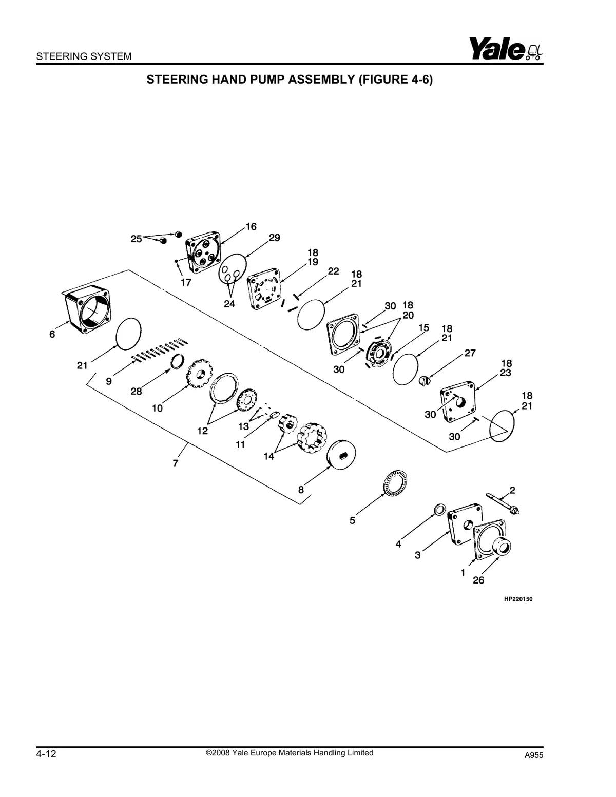 Yale Empilhadeira ERP16 20VF (A955) — empilhadeira, vista explodida 2