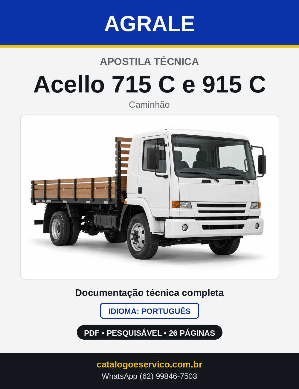 Capa da Apostila Técnica Agrale Acello 715 C e 915 C em PDF