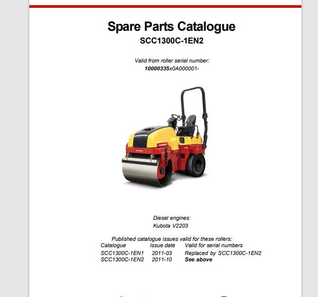 CATALOGO DE PEÇAS ROLO VIBRATORIO - SCC1300C DYNAPAC