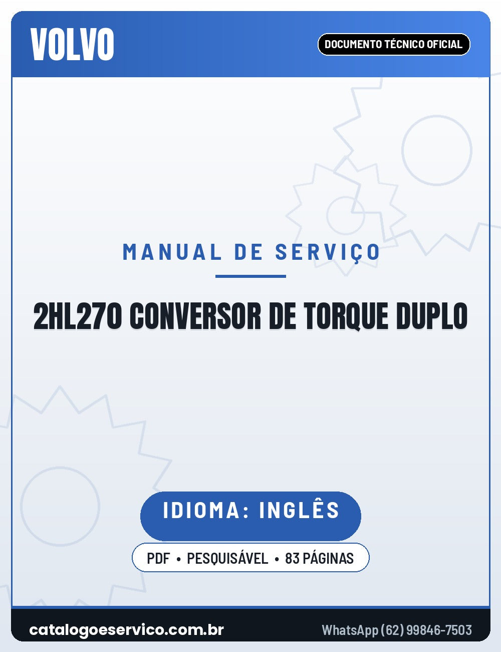 Manual de Serviço VOLVO 2HL270 CONVERSOR DE TORQUE DUPLO