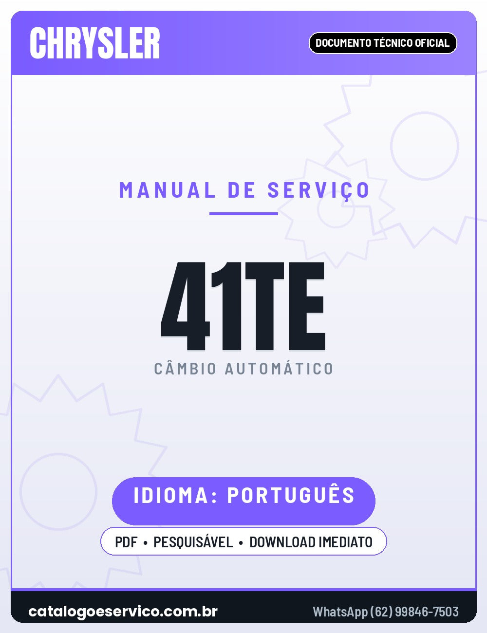 Capa — Manual de Serviço Câmbio Automático Chrysler 31TH 41TE + Unidade de Transferência — 189 páginas