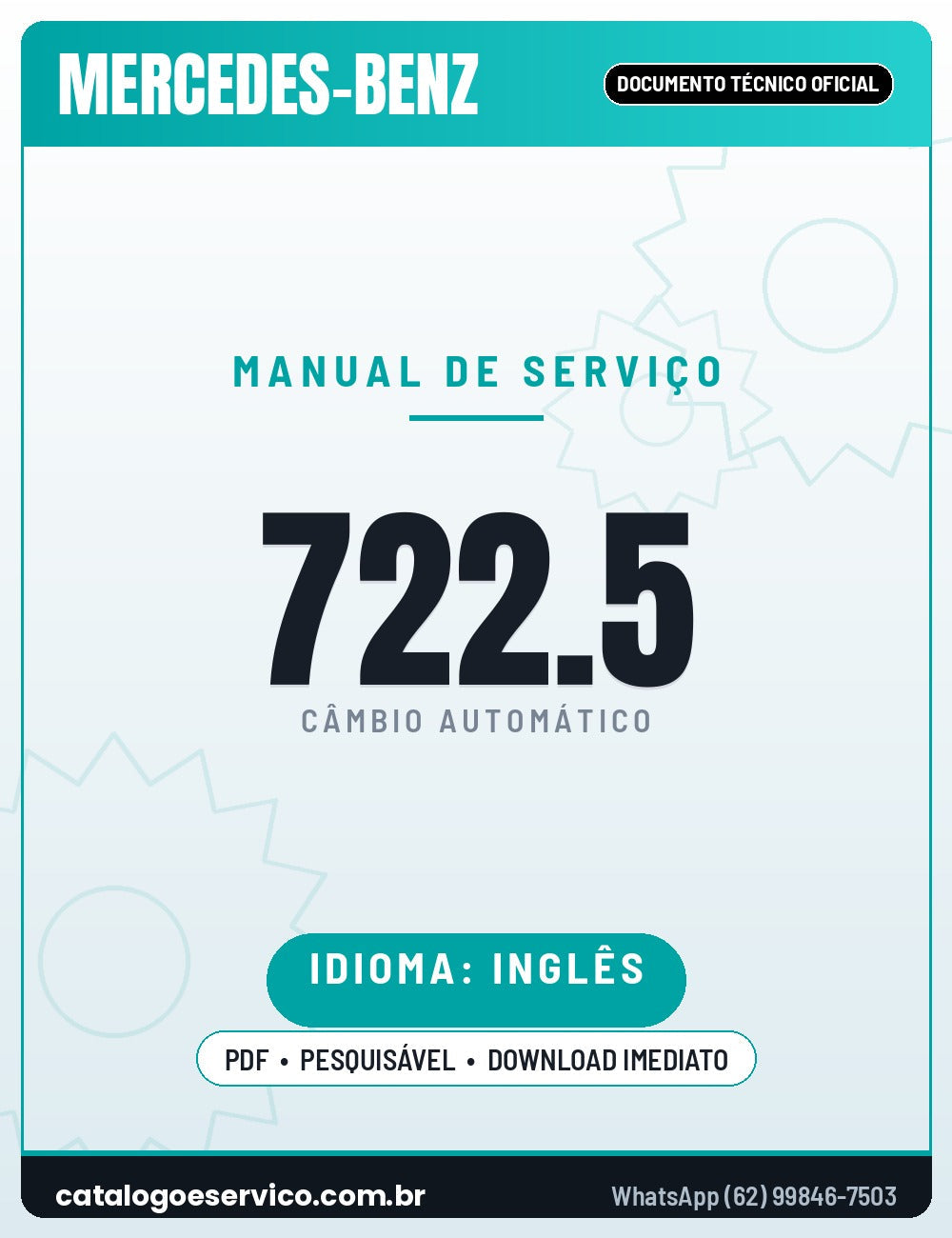 Capa — Manual de Serviço Câmbio Automático Mercedes-Benz 722.5 (Inglês)