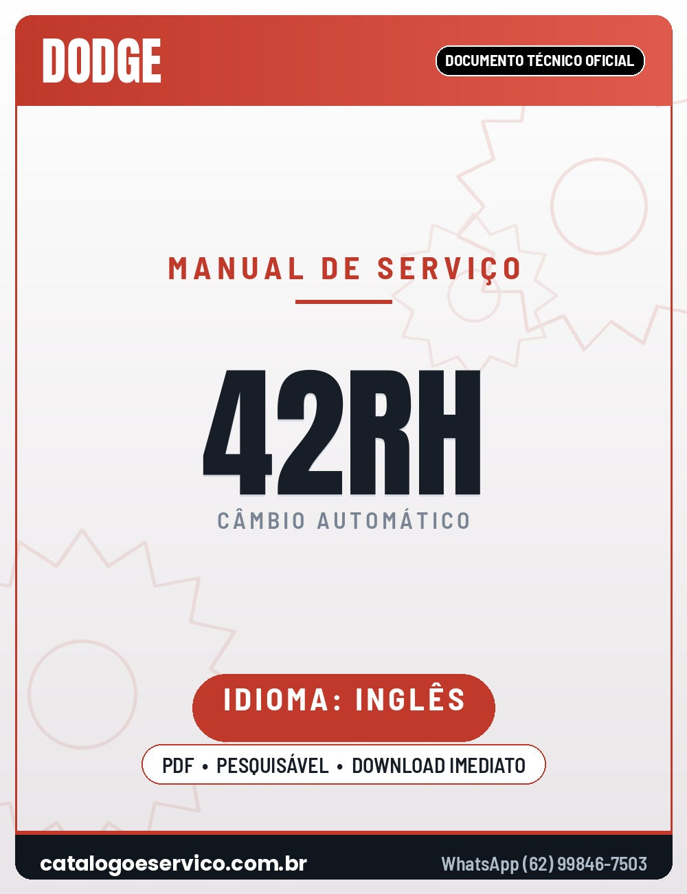 Capa — Manual de Serviço Câmbio Automático Chrysler 42RH 46RH 47RH (A500 A518 A618) (Inglês)