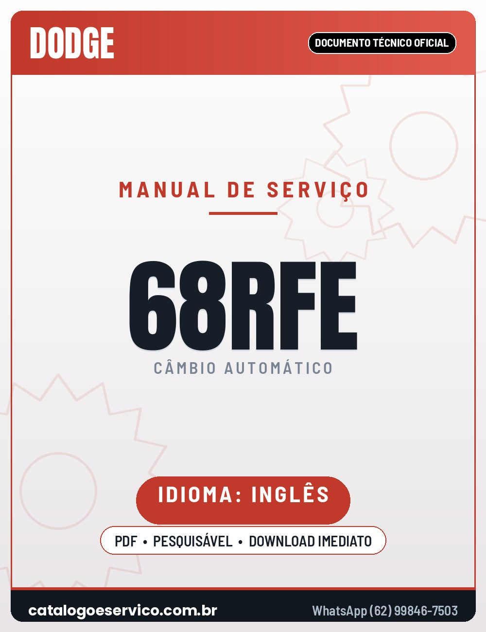 Capa — Manual de Serviço Câmbio Automático Dodge Ram 68RFE (Inglês)