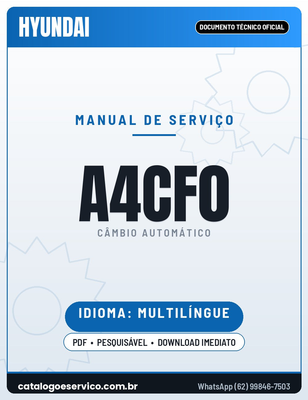 Capa — Manual de Serviço Câmbio Automático Hyundai Kia A4CF0 (Espanhol)
