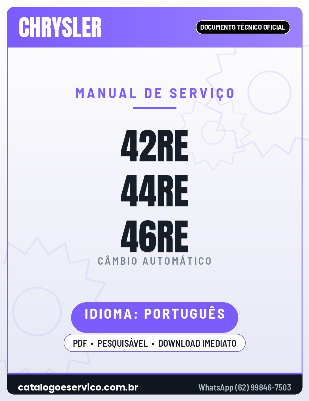 Capa — Manual de Reparação Câmbio Automático Chrysler 42RE (A500SE)