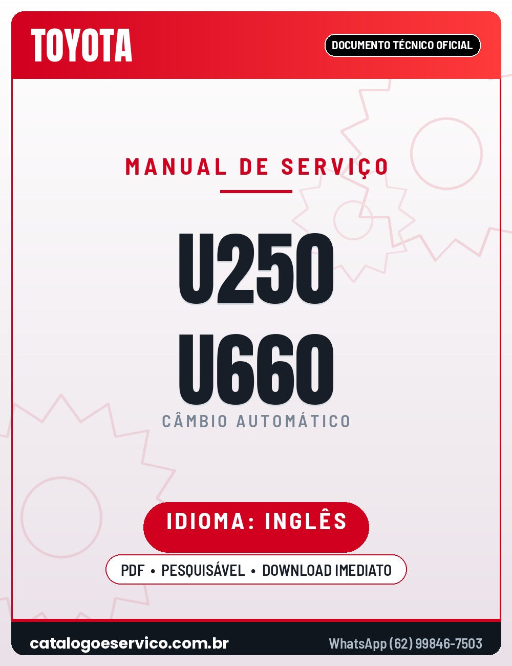 Capa — Manual de Serviço Câmbio Automático Toyota U250E Camry (Inglês)