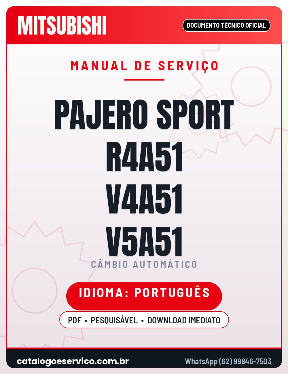 Capa — Manual de Reparação Câmbio Automático Mitsubishi Pajero Sport e Pajero Full R4A51 V4A51 V5A51