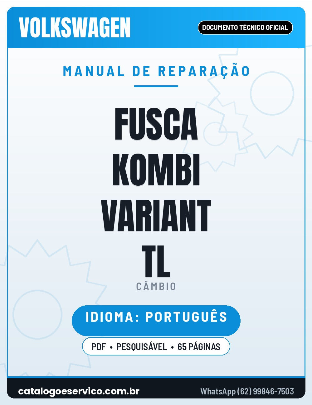 Capa — Manual de Reparação Câmbio VW Fusca Kombi Variant TL Karmann Ghia