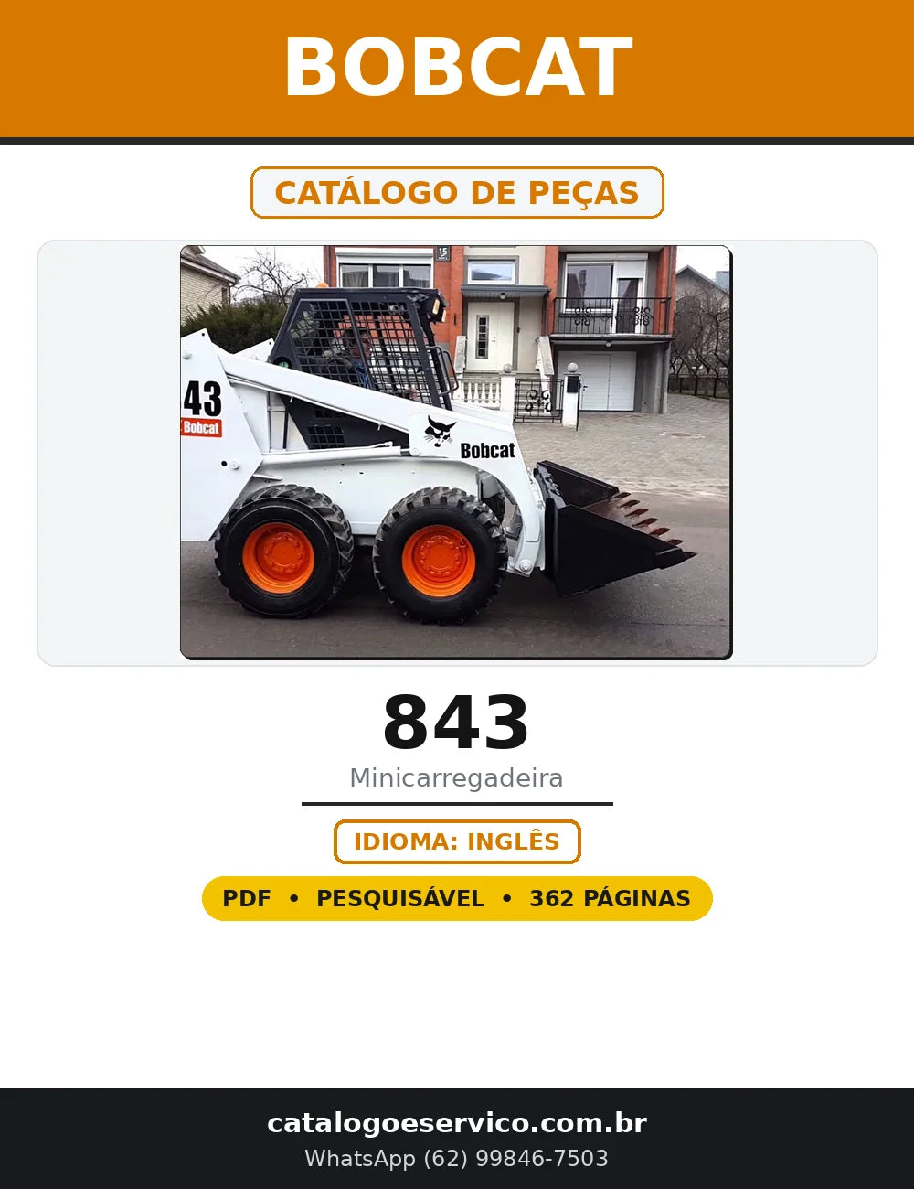 Capa do Catálogo de Peças Bobcat 843 em PDF com 362 páginas