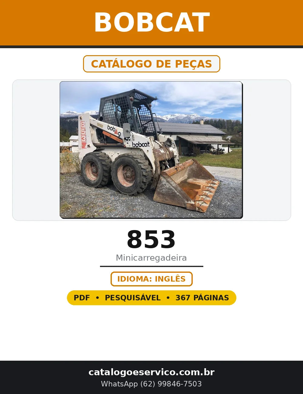 Capa do Catálogo de Peças Bobcat 853 em PDF com 367 páginas