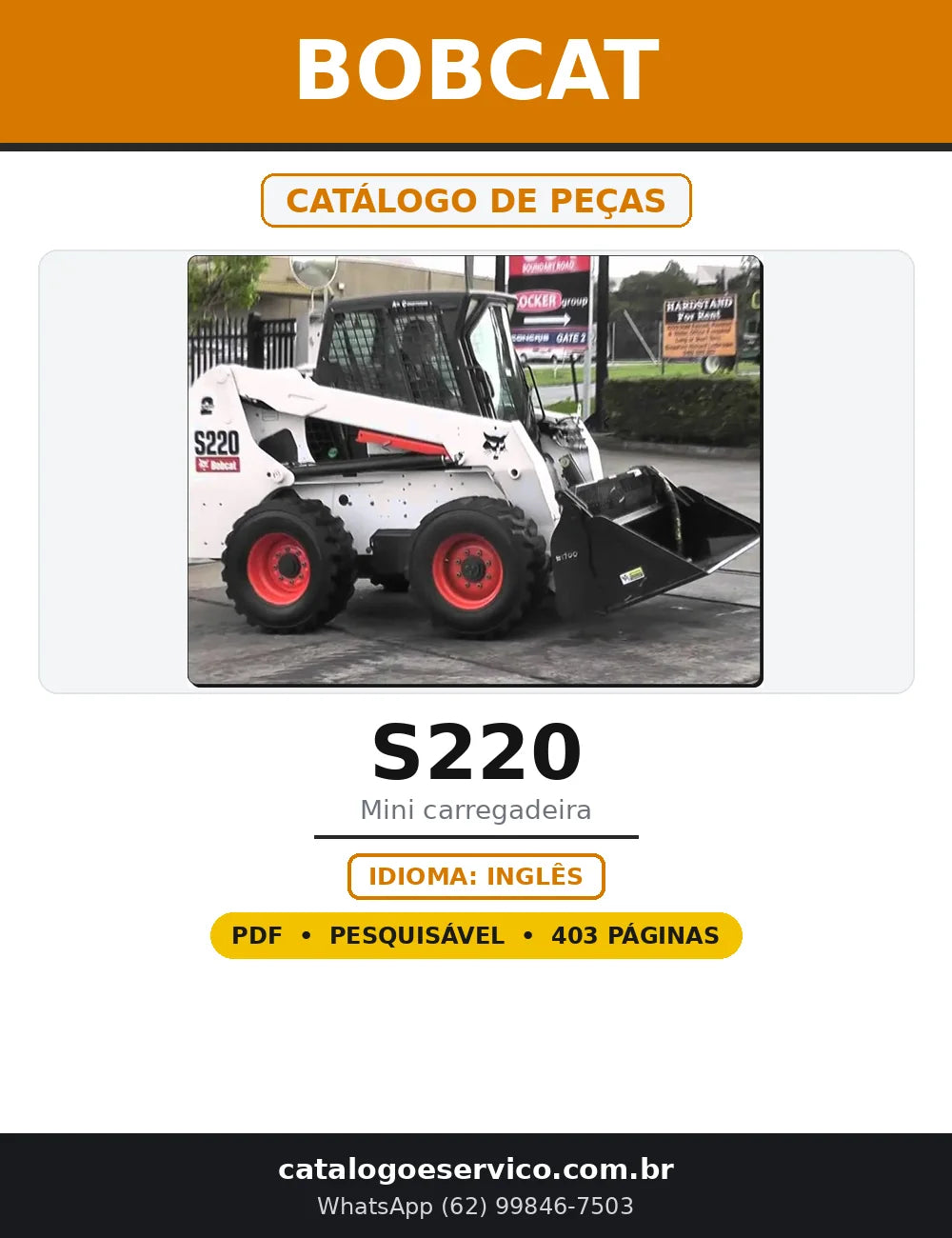 Capa do Catálogo de Peças Bobcat S220 em PDF com 403 páginas