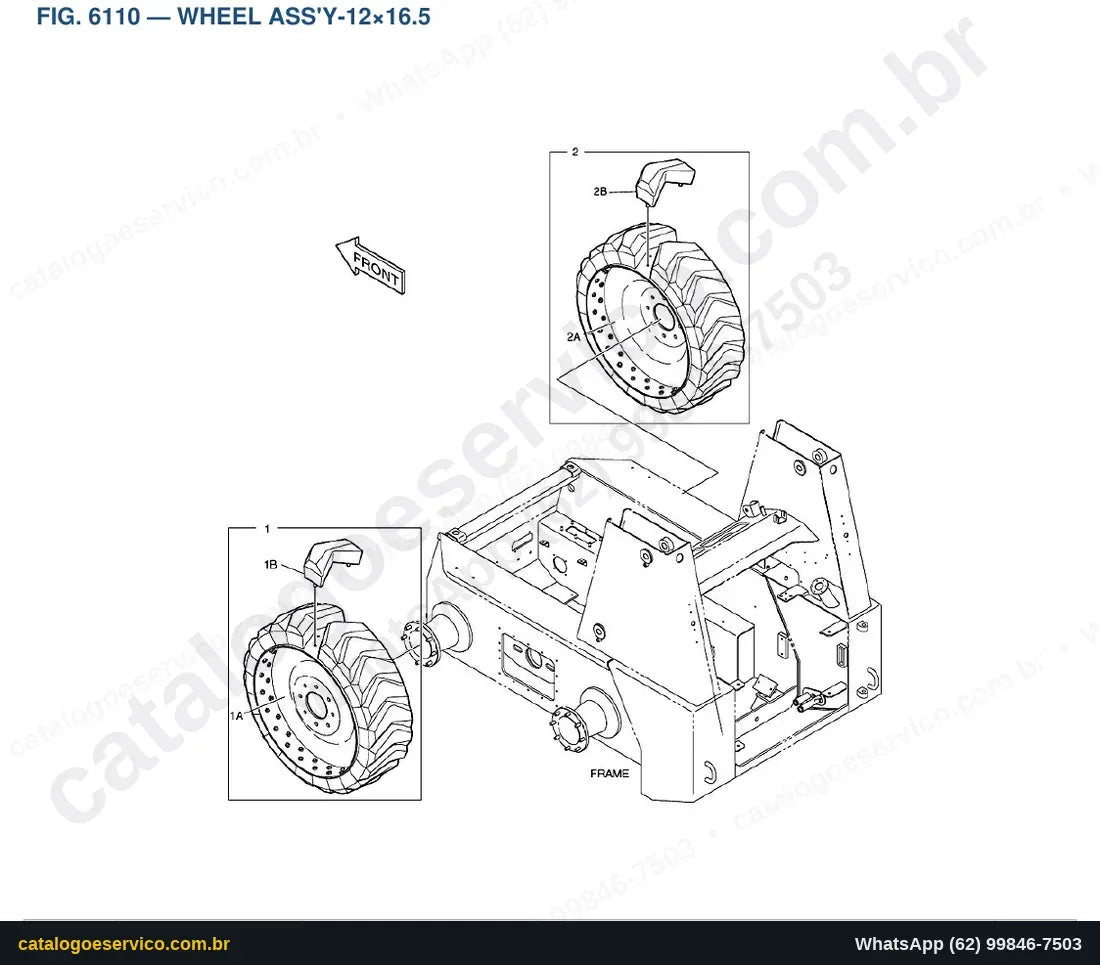 Vista explodida Wheel Ass'Y-12×16.5 - Catálogo de Peças Doosan 450 Plus