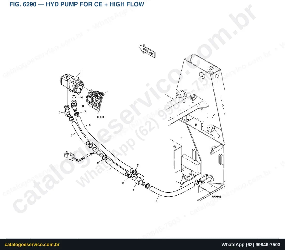 Vista explodida Hyd Pump For Ce + High Flow - Catálogo de Peças Doosan 450 Plus Tier 3