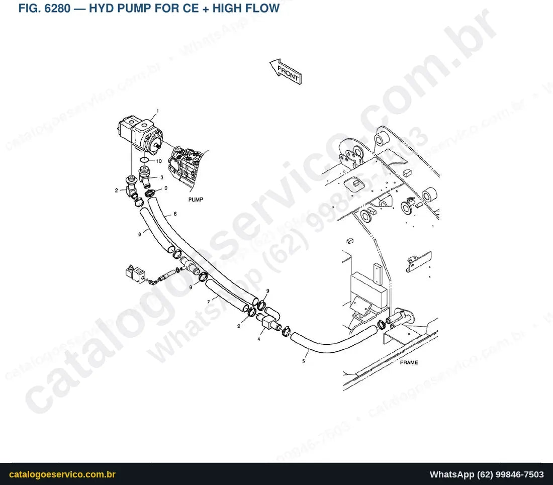 Vista explodida Hyd Pump For Ce + High Flow - Catálogo de Peças Doosan 460 Plus Tier 3