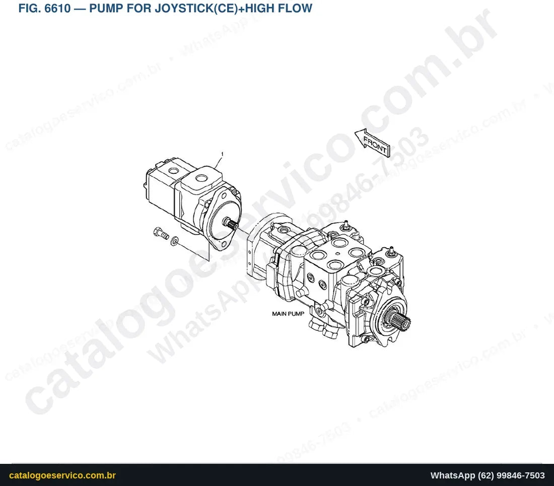 Vista explodida Pump For Joystick(Ce)+High Flow - Catálogo de Peças Doosan 460 Plus Tier 3