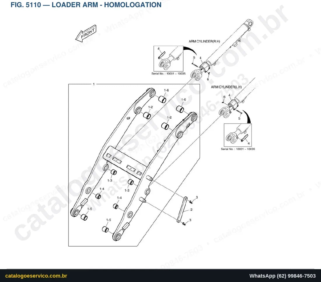 Vista explodida Loader Arm - Homologation - Catálogo de Peças Doosan DL200TC-3