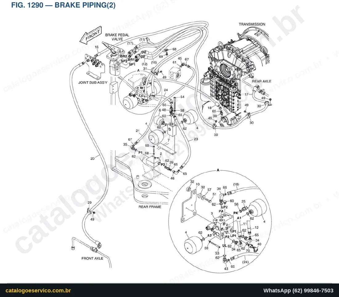 Vista explodida Brake Piping(2) - Catálogo de Peças Doosan DL220-5