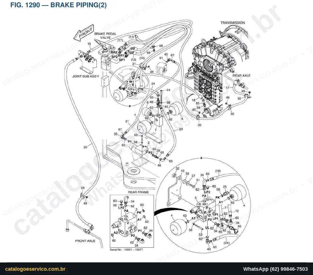 Vista explodida Brake Piping(2) - Catálogo de Peças Doosan DL250-5