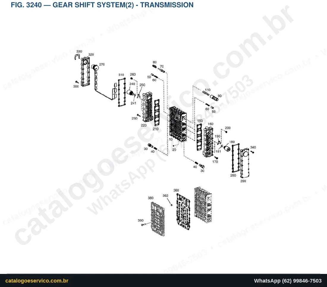 Vista explodida Gear Shift System(2) - Transmission - Catálogo de Peças Doosan DL250TC-3