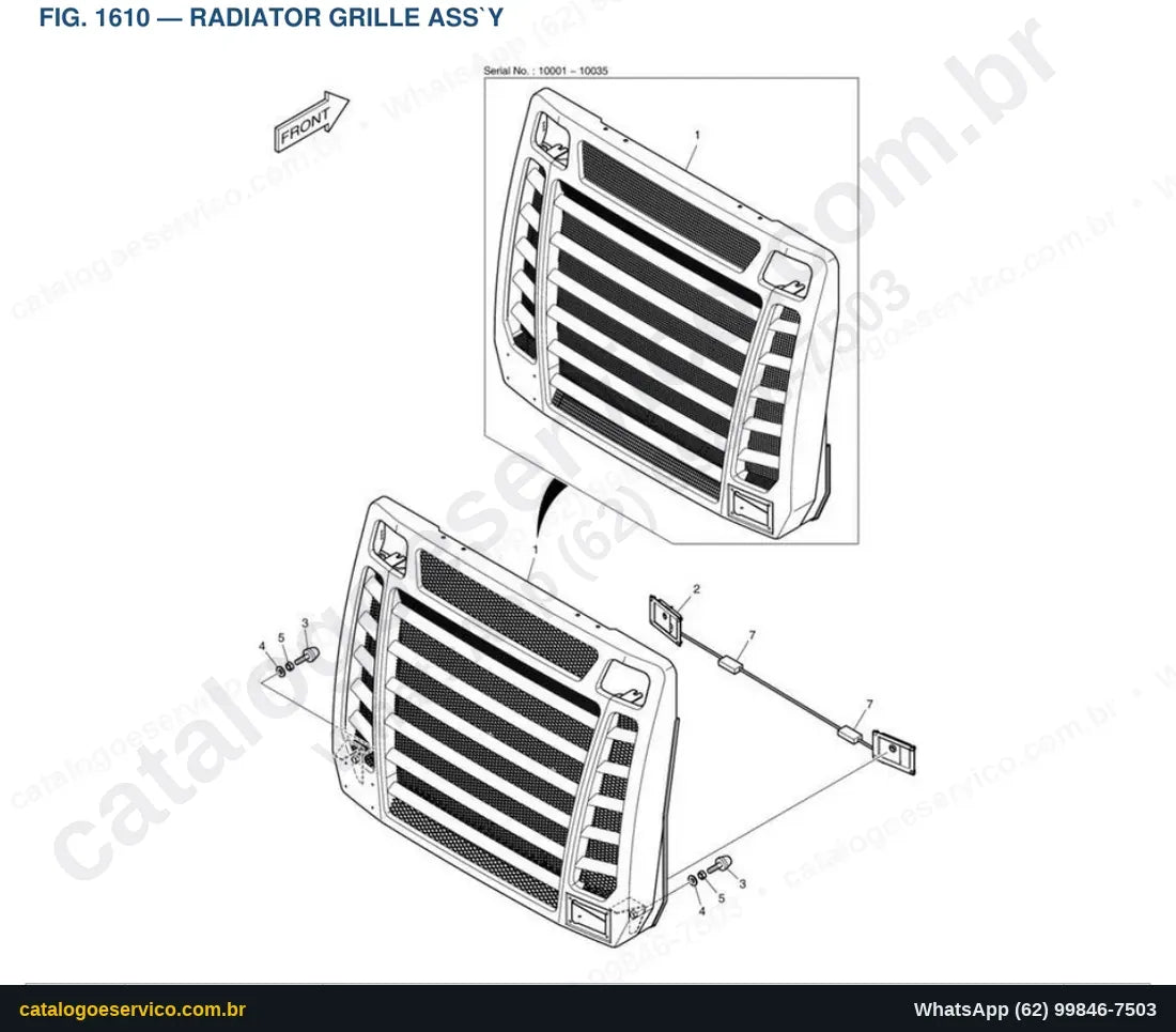 Vista explodida Radiator Grille Ass`Y - Catálogo de Peças Doosan DL550-3