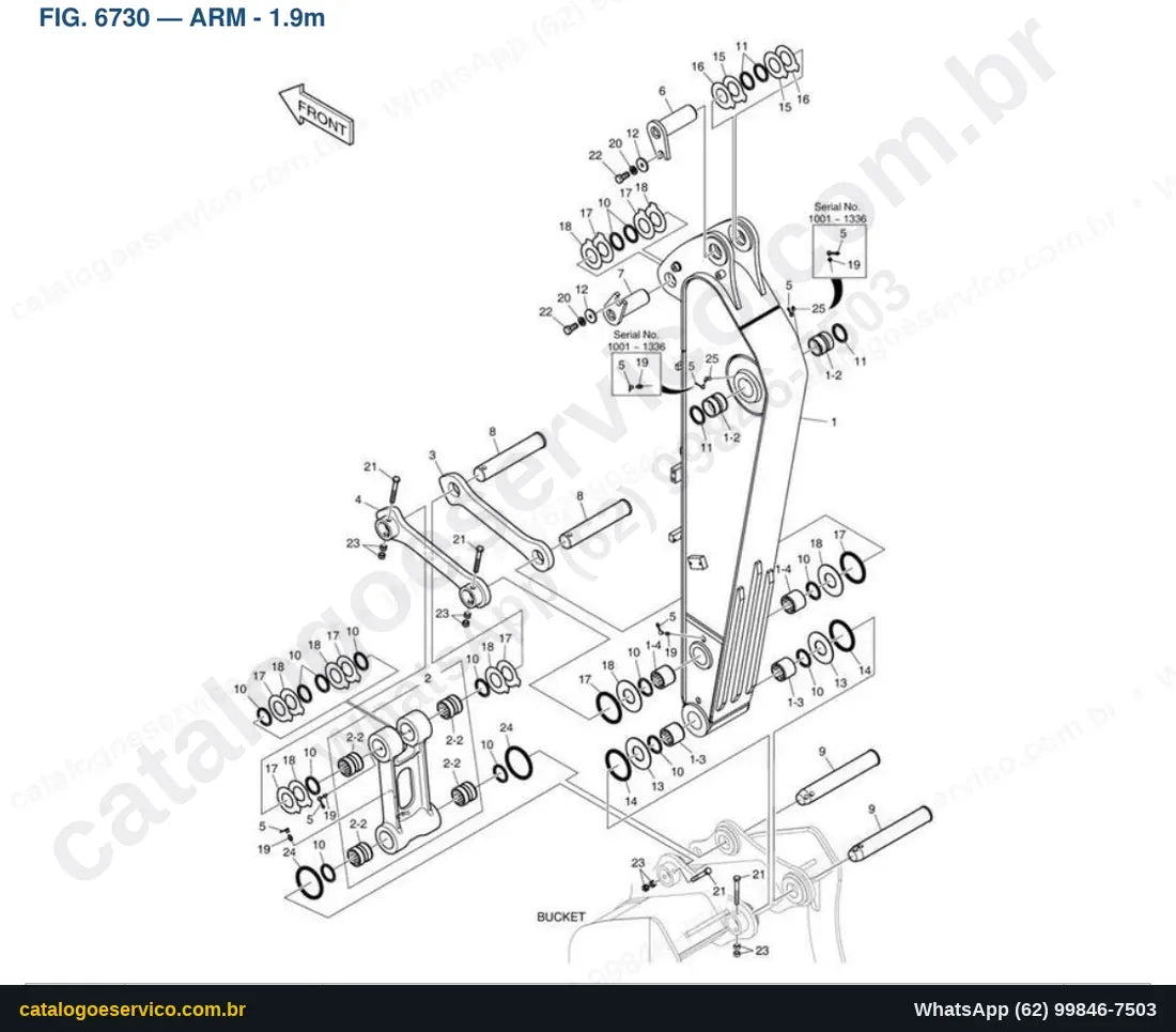 Vista explodida Arm - 1.9M - Catálogo de Peças Doosan DX160LC-5