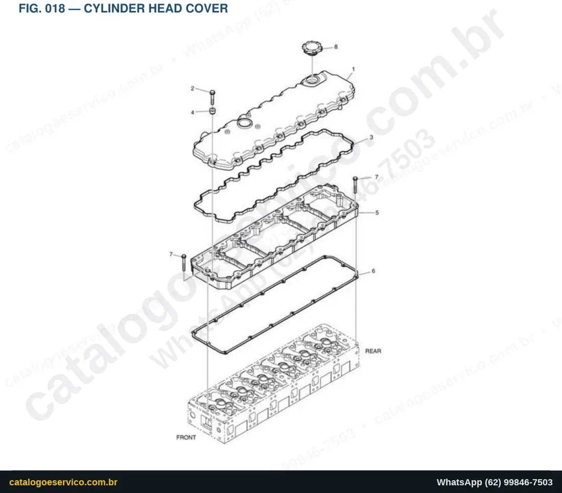 Vista explodida Cylinder Head Cover - Catálogo de Peças Doosan DX160W Tier III