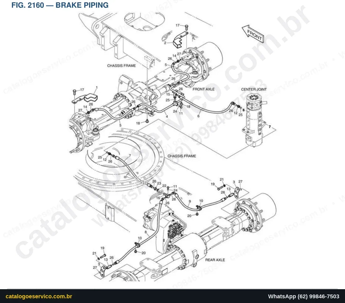 Vista explodida Brake Piping - Catálogo de Peças Doosan DX170W-5