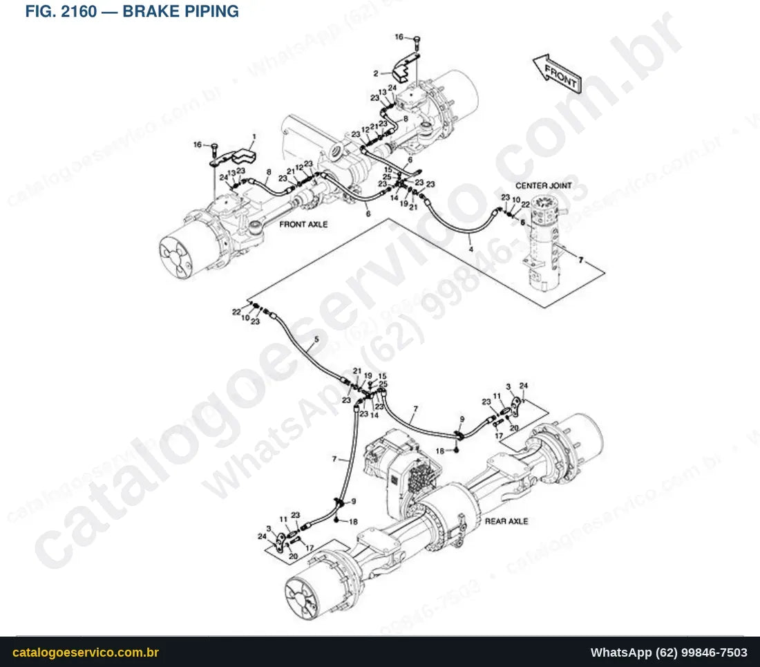 Vista explodida Brake Piping - Catálogo de Peças Doosan DX210W-5